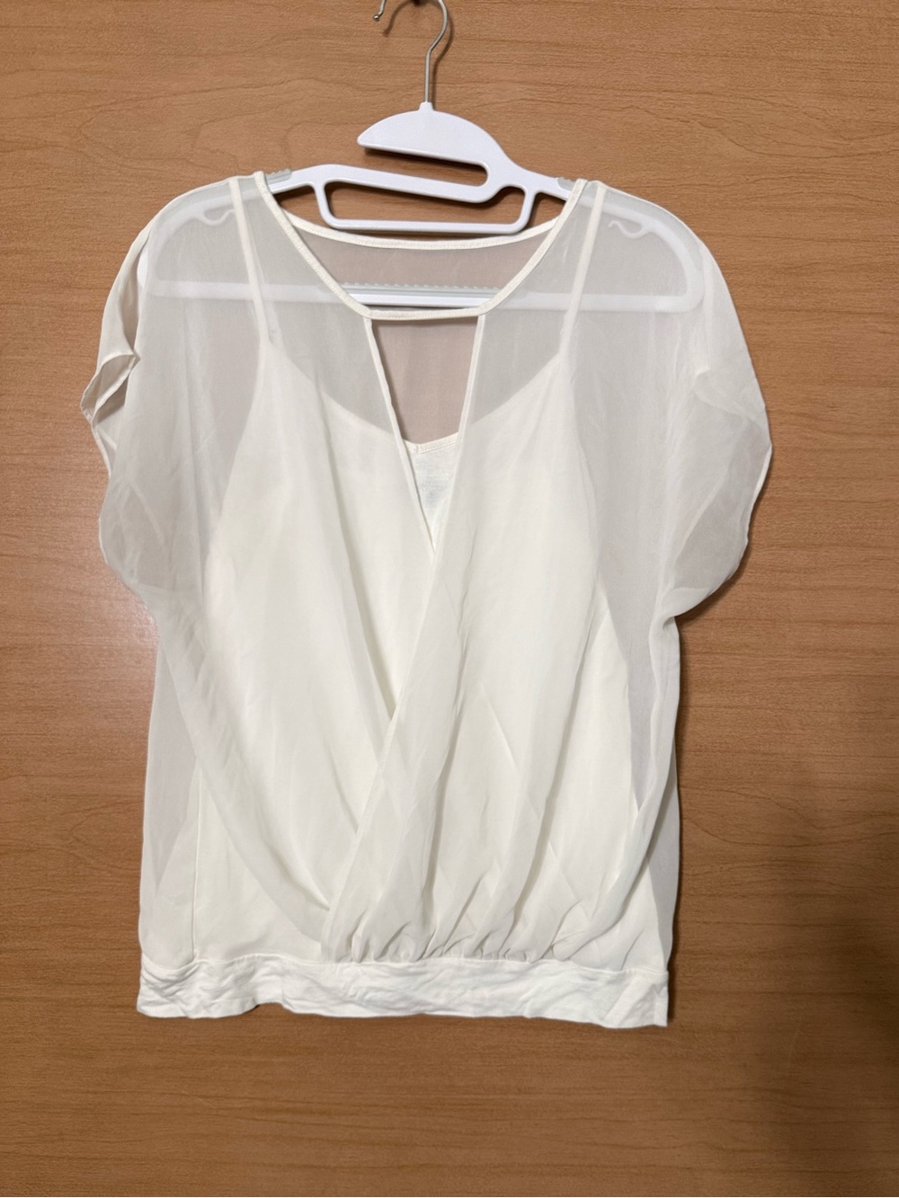 Express White Sheer Wrap-Front Blouse